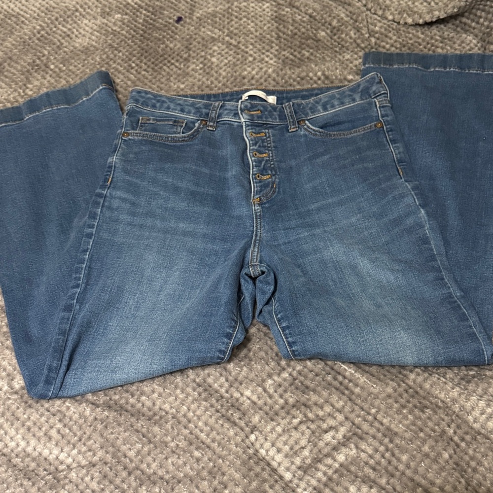 LC Lauren Conrad Medium Blue Wide-Leg Button-Fly Jeans